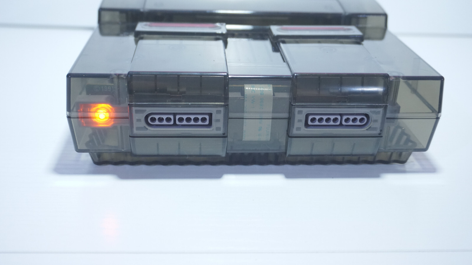 Transparent Clear Smoke Grey Super Nintendo SNES Game Console SNS-001 Orange LED