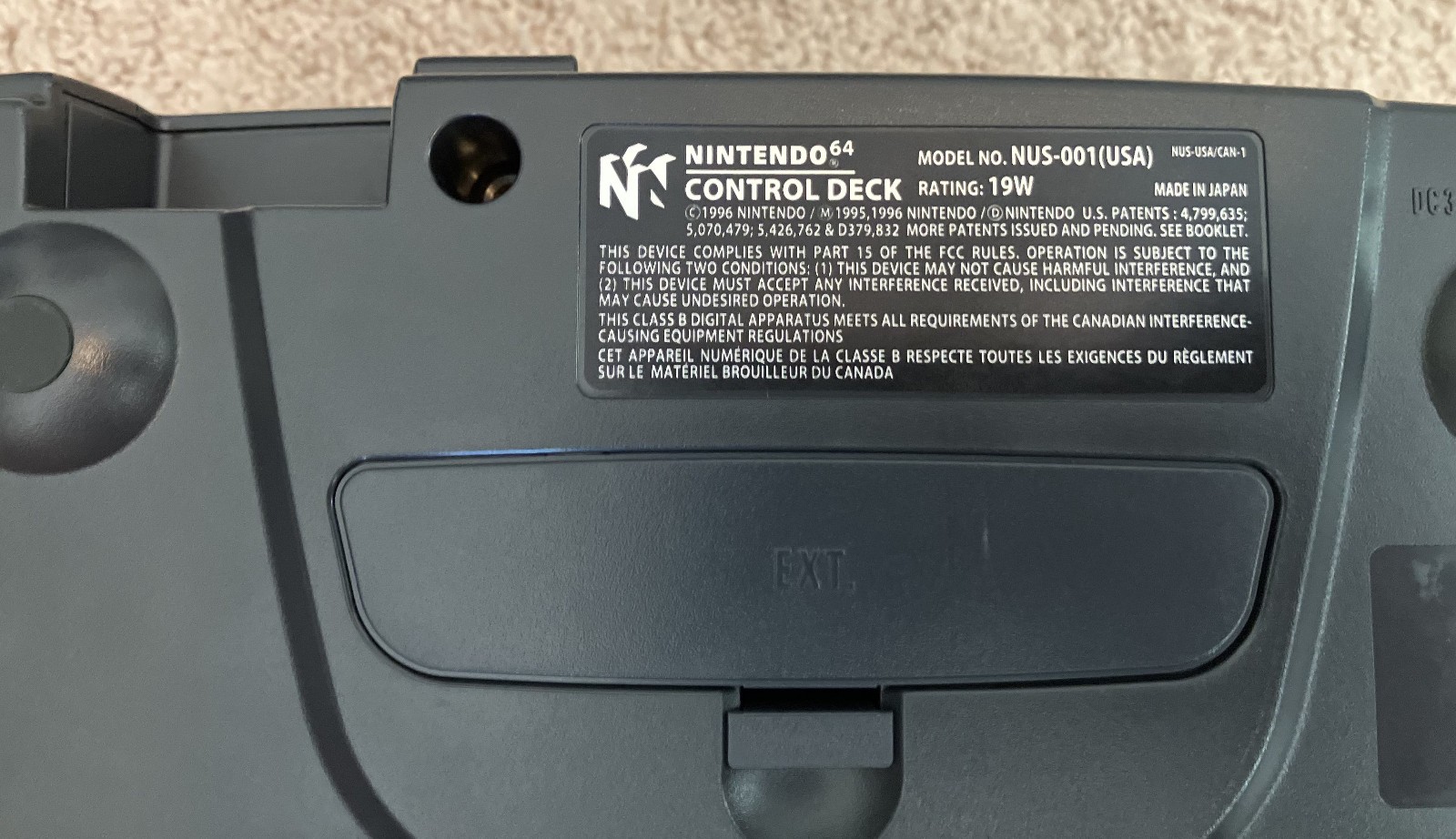 Charcoal Gray Nintendo 64 Video Game Console & Hookups, Controller NUS-001(USA)