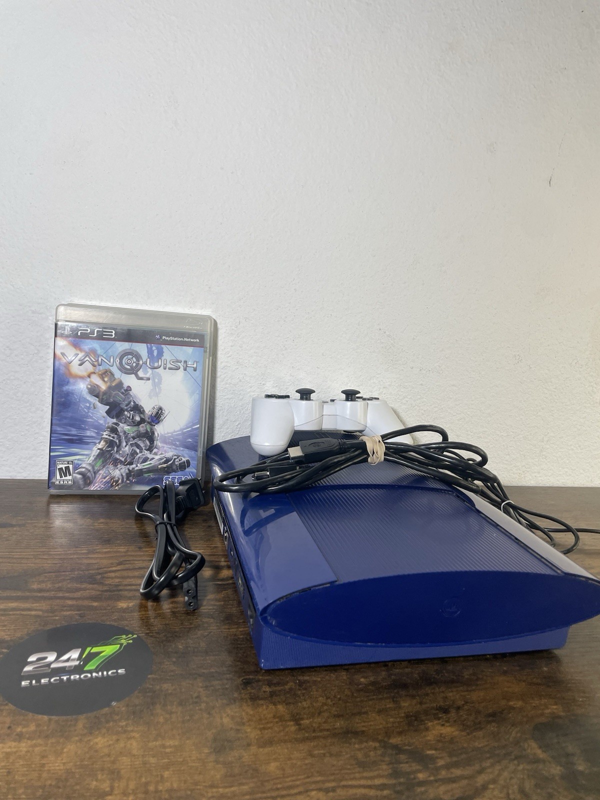 Sony PlayStation 3 PS3 Super Slim 250GB Blue CECH-4201B Bundle Controller TESTED