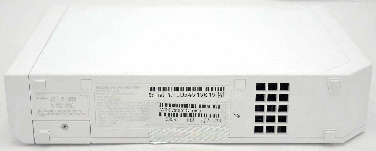 2-REMOTE Nintendo Wii System Bundle Set RVL-001 Console WHITE video game OG USA