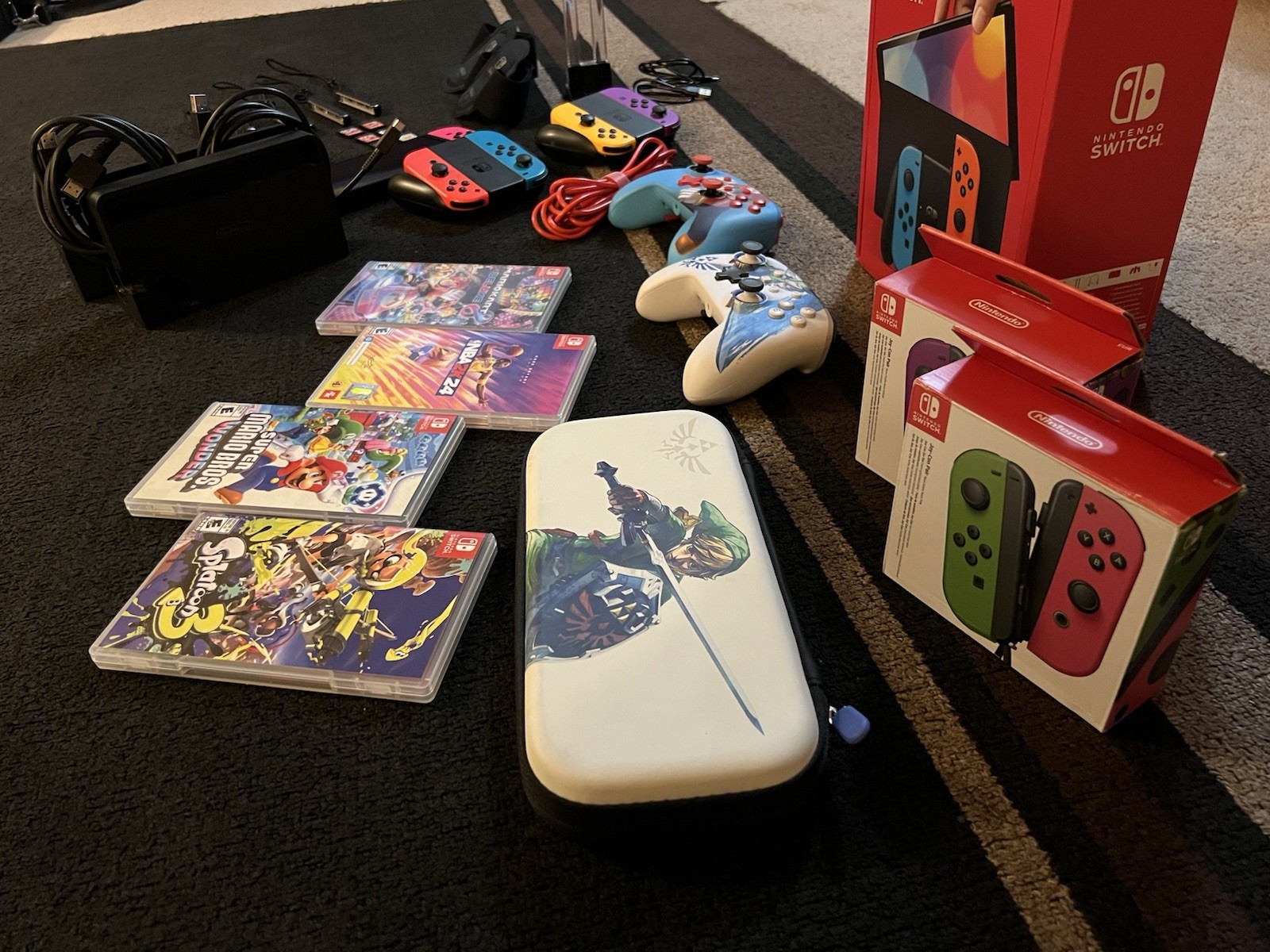 Nintendo Switch OLED Bundle Flawless Animal Crossing Super Mario LOADED w/EXTRAS