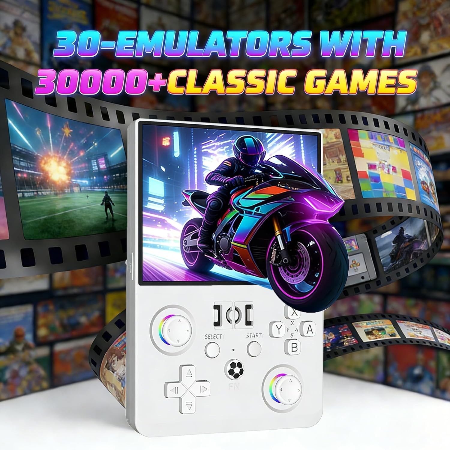 R36MAX 2 Retro Handheld Game Console, 4.5 Inch IPS HD Screen Inch, White
