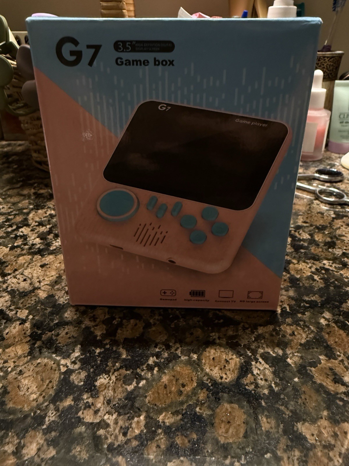 G7 3.5 in Handheld Game Player Console, TV Out TV Compatible, Pink Blue