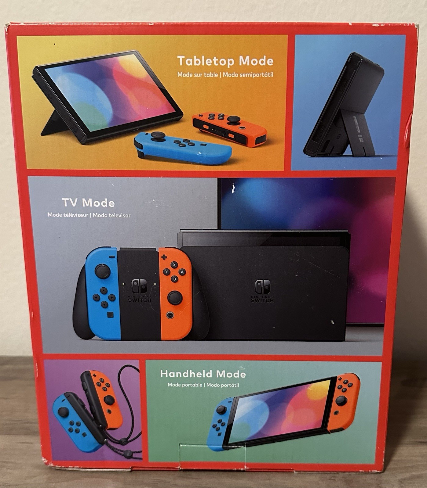 Nintendo Switch OLED 64GB Neon Red Blue Joy-Con 2021 Model With Extras