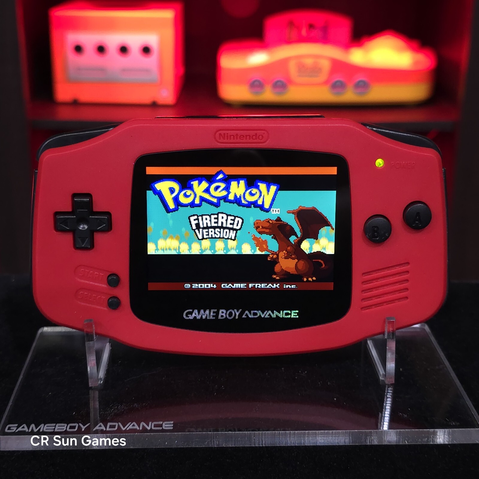 Red Game Boy Advance GBA iPS V5 LCD USB-C 1800 mAh Rechargeable Battery