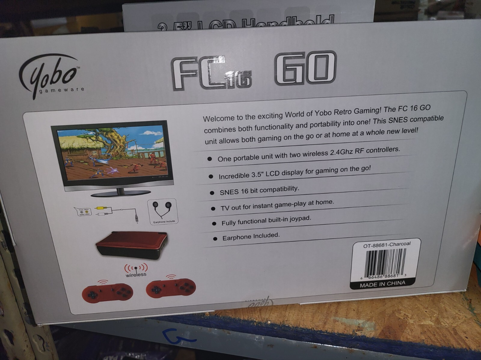 NEW RED YOBO FC16 GO Portable & Home SNES Console W/ 2 Wireless Controllers 39G