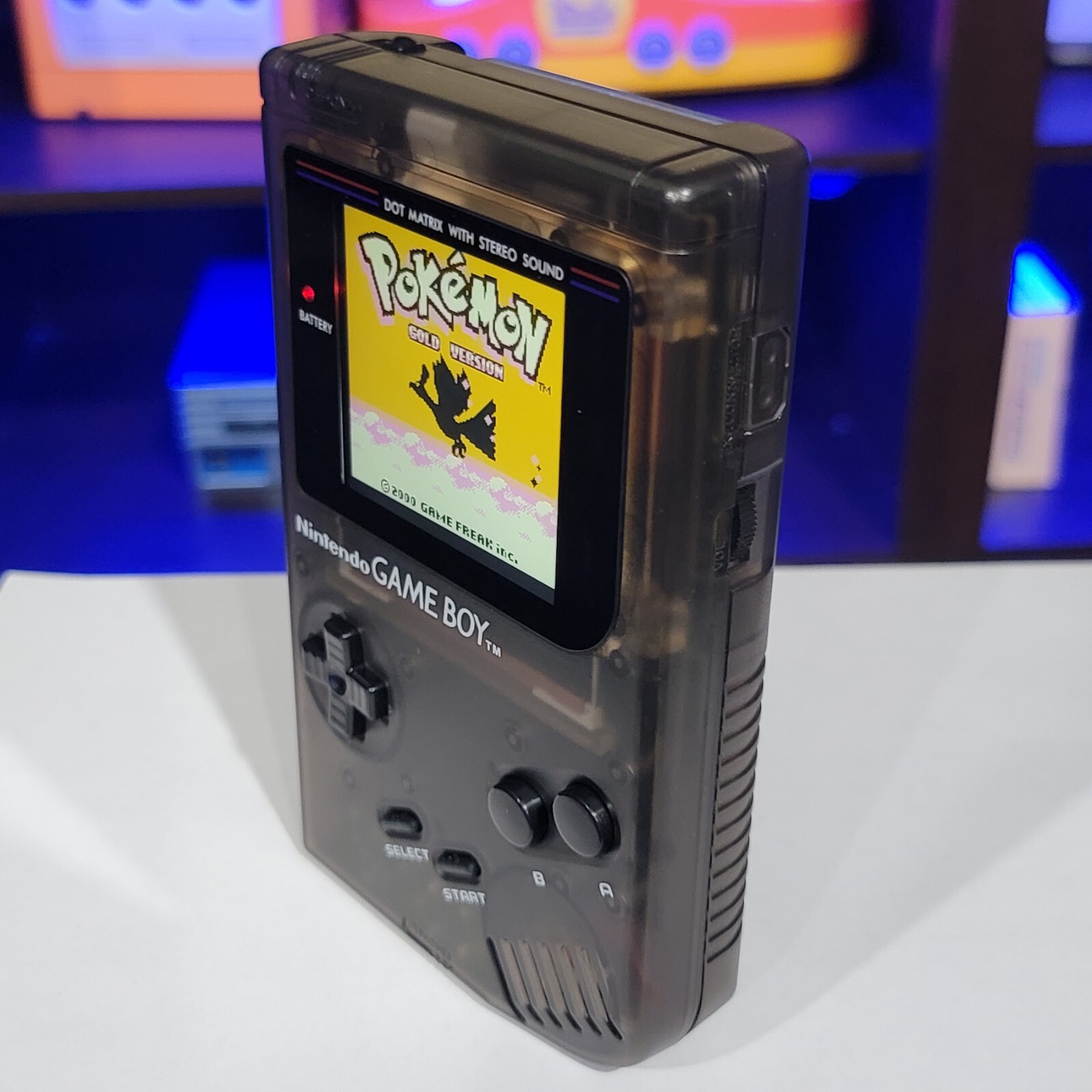 Clear Black Nintendo Classic Game Boy DMG With Upgraded Backlit IPS LCD Screen