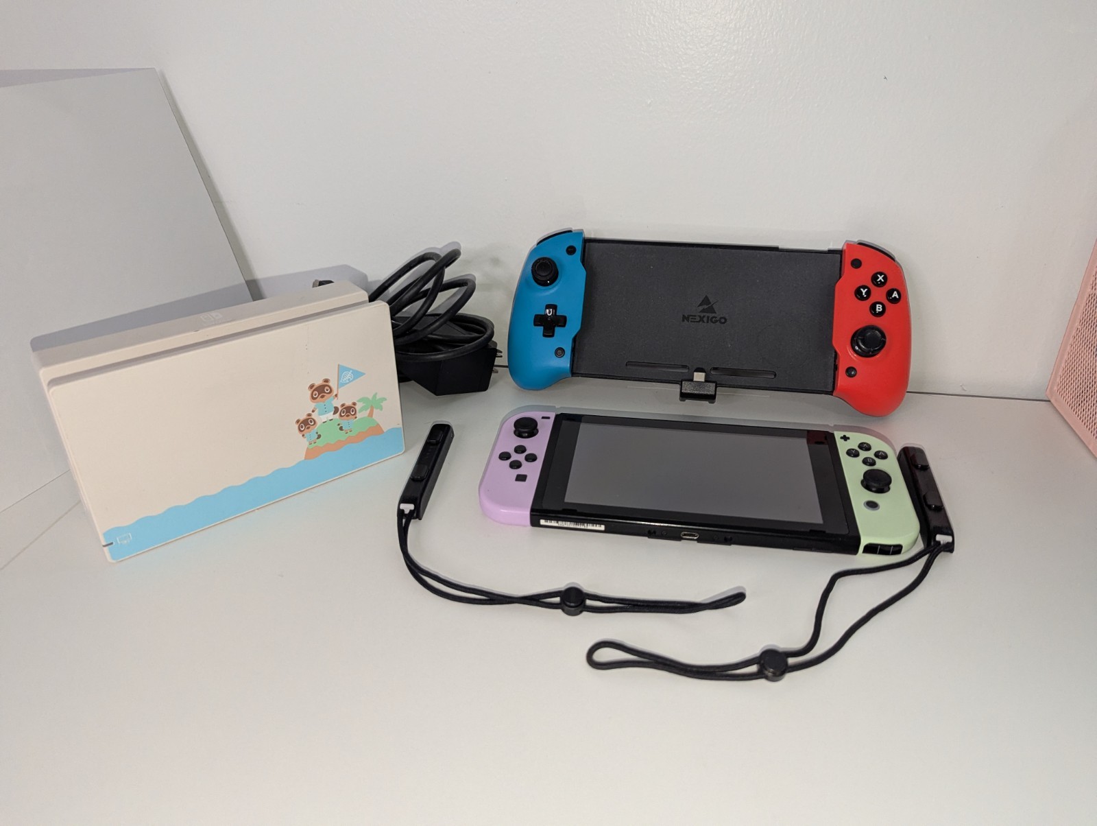 Nintendo Switch Console w/ Green & Purple Joy-Con, White Dock, USB-C