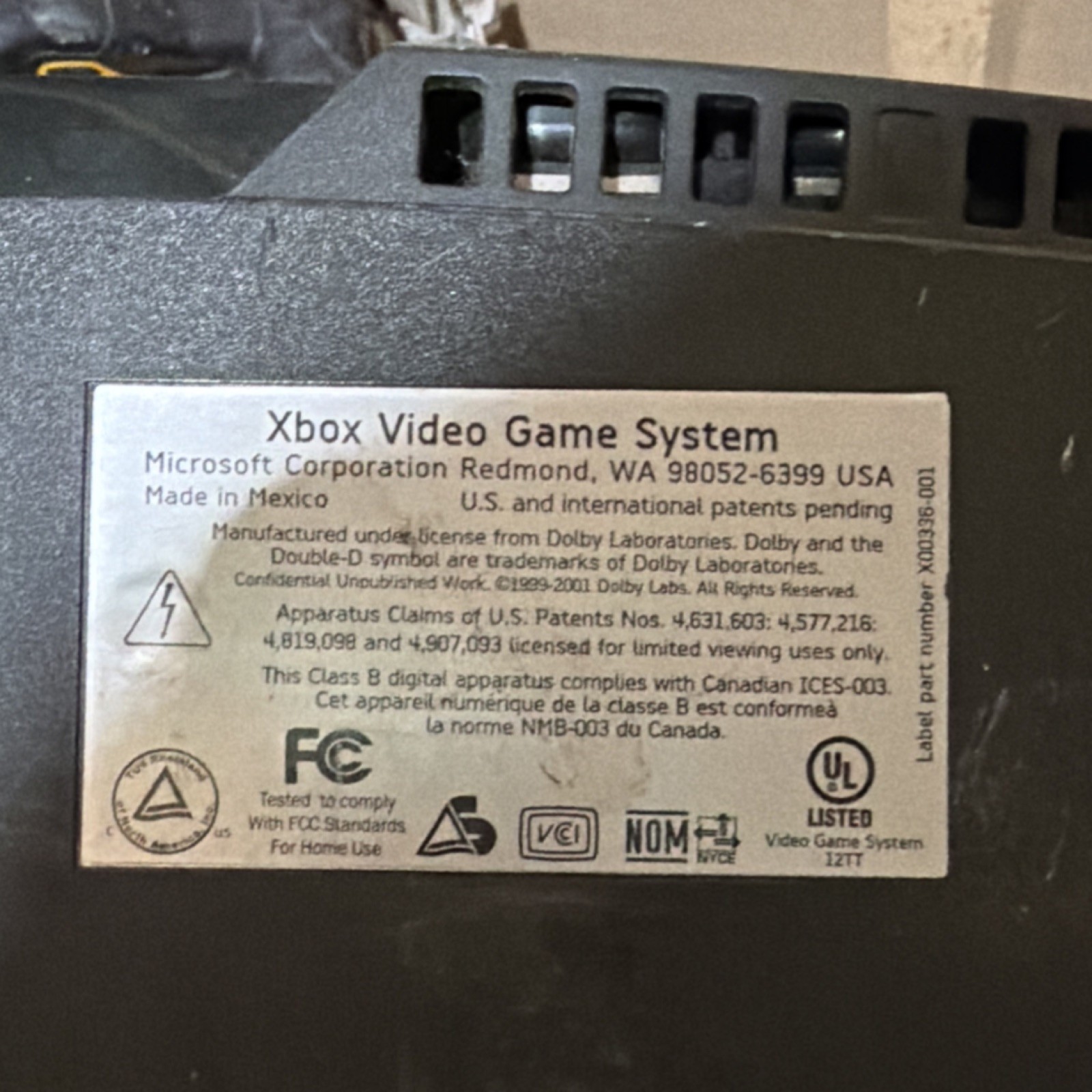 Microsoft Xbox Original Black 8GB Console 480p Component Internet Browsing