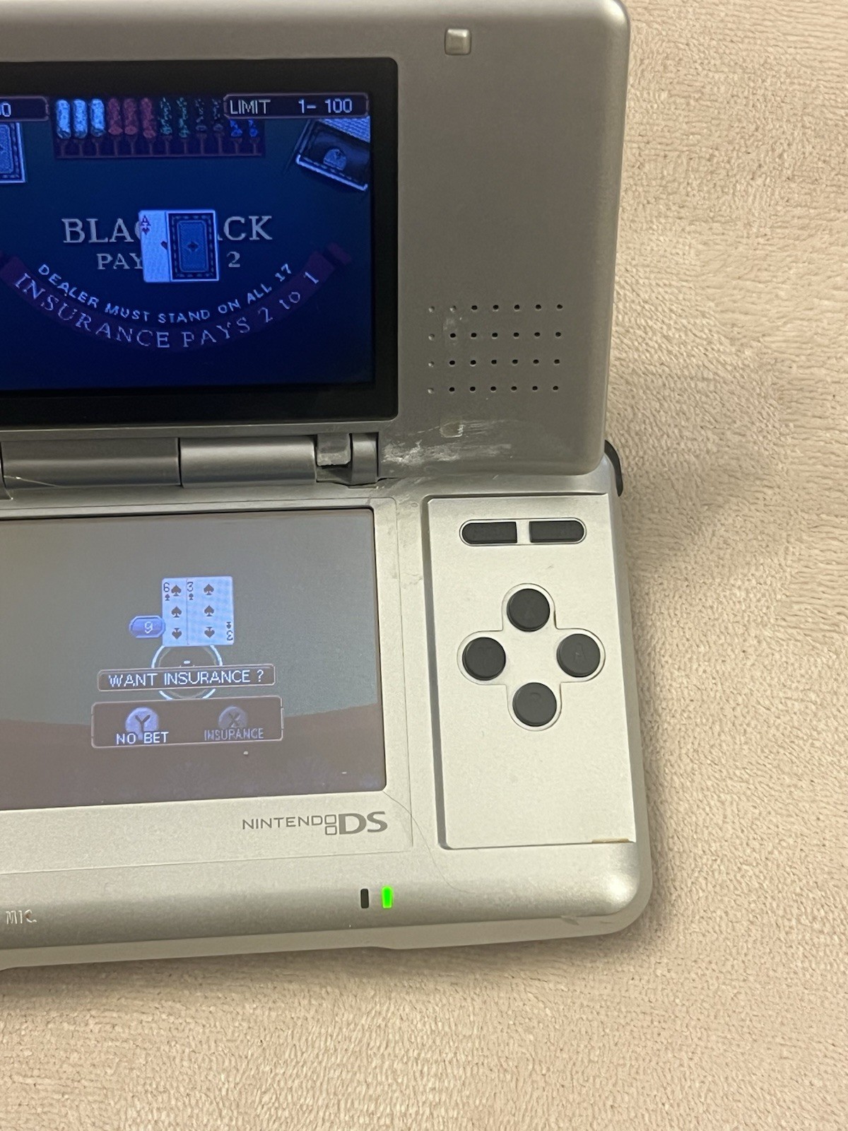 Nintendo DS NTR-001 Console Titanium Silver Tested Works Broken Hinge