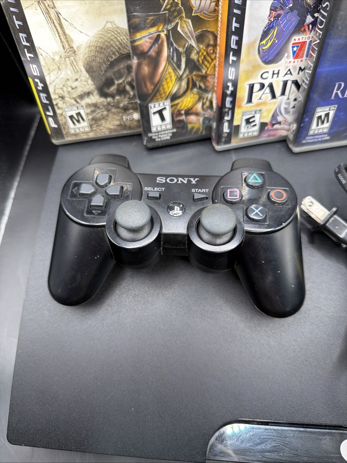 Sony PlayStation 3 PS3 Slim 120GB CECH-2001A Bundle, Controller, 4 Games