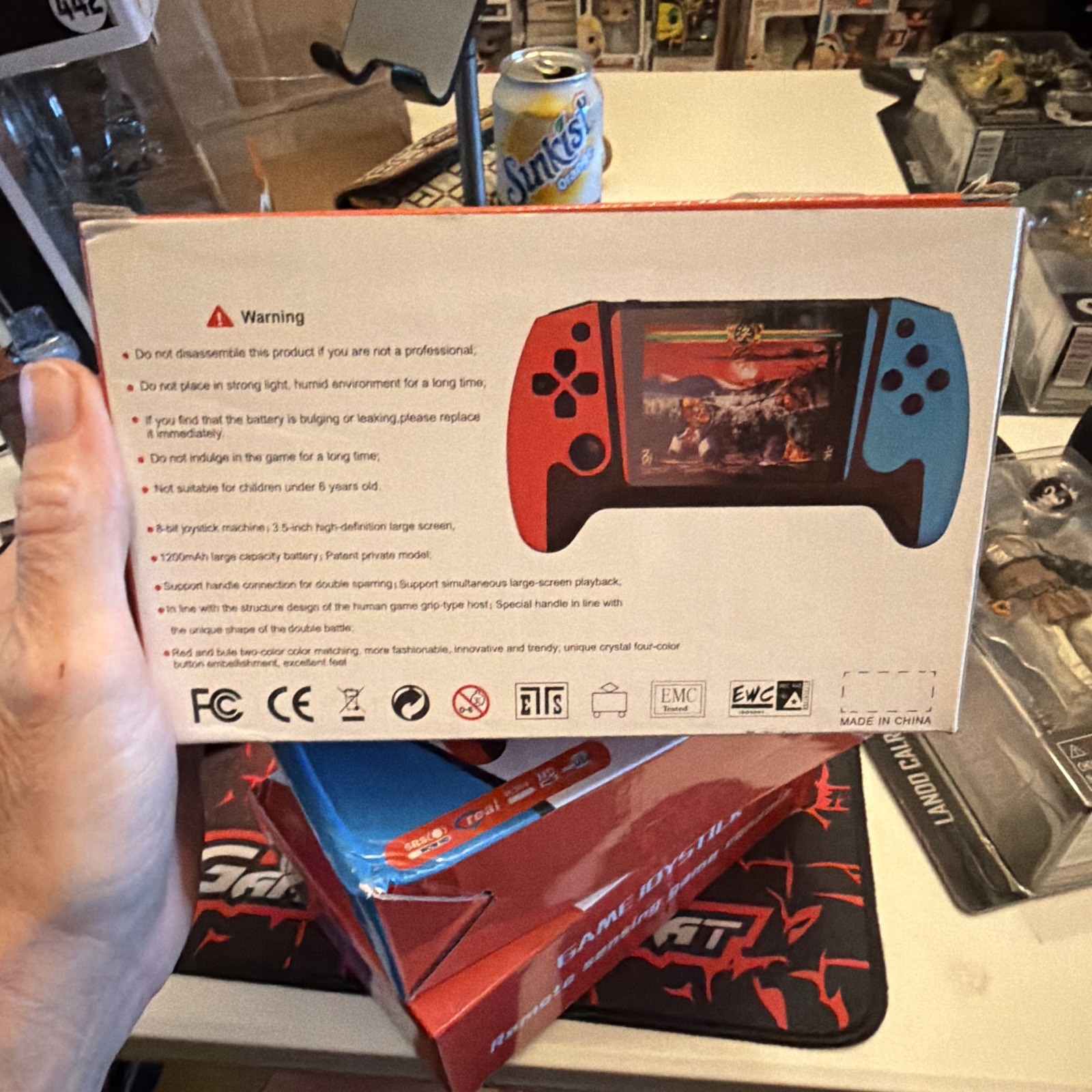 Q21 3.5 in Handheld Game Console, USB Rechargeable Battery, HD, Red/Blue