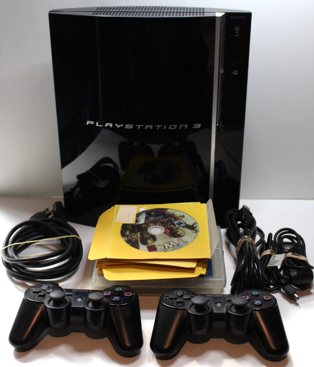 Sony PlayStation 3 Black Model CECHH01 Complete (2) Controllers (18)Games