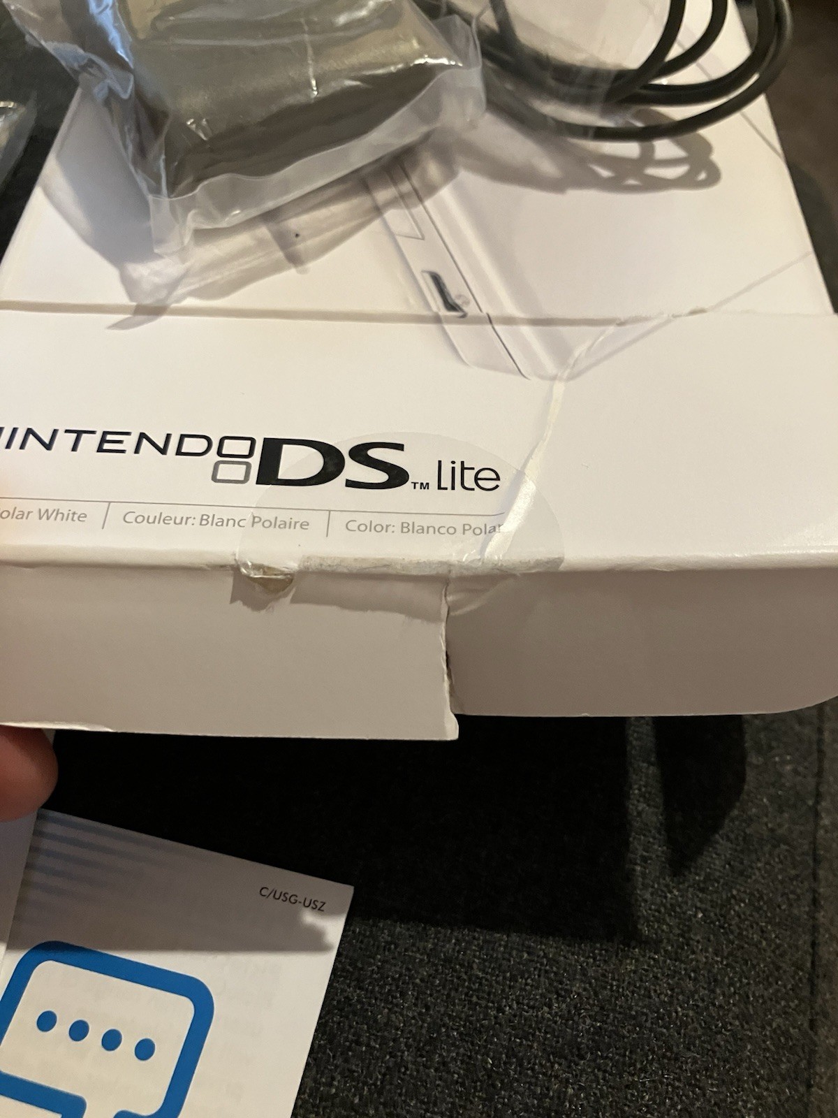 Nintendo DS Lite Polar White Handheld Console w/ Box Manuals Charger (USG-001)