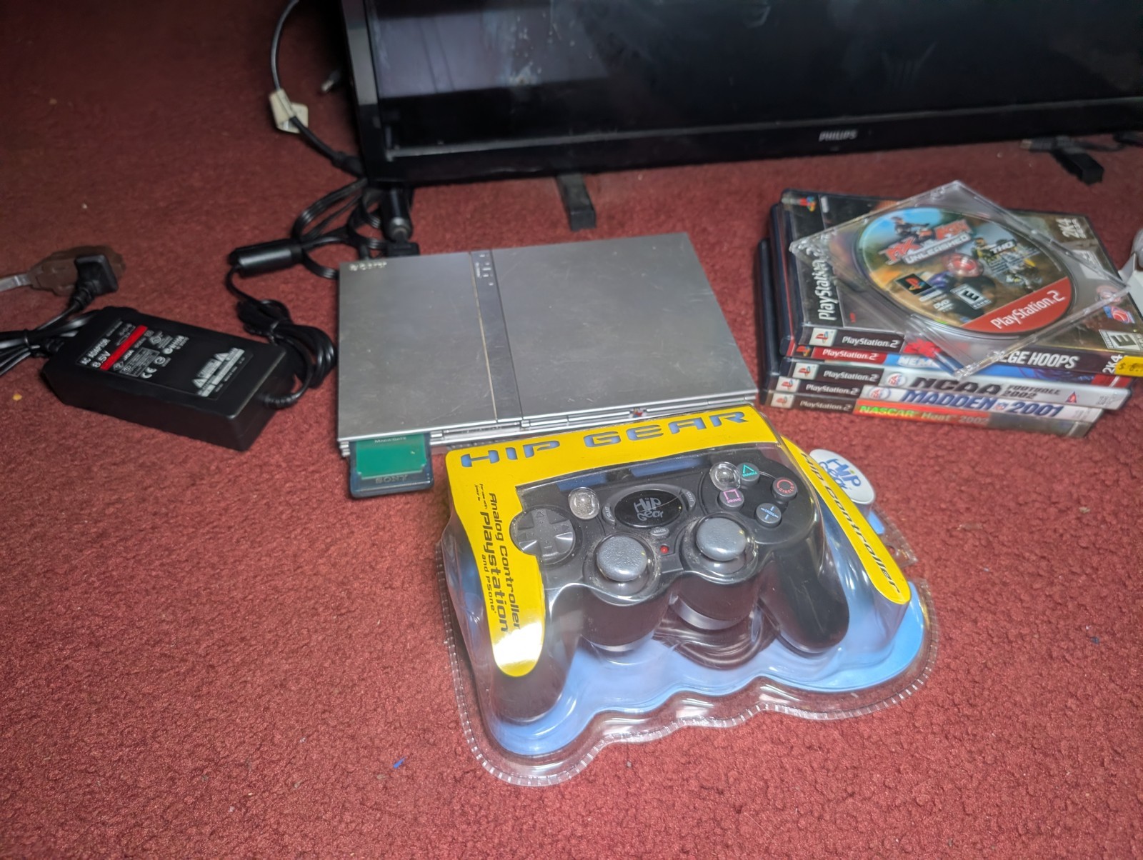 Sony PlayStation 2 PS2 Silver Slim System Console SCPH-77001 W/ Games WORKS