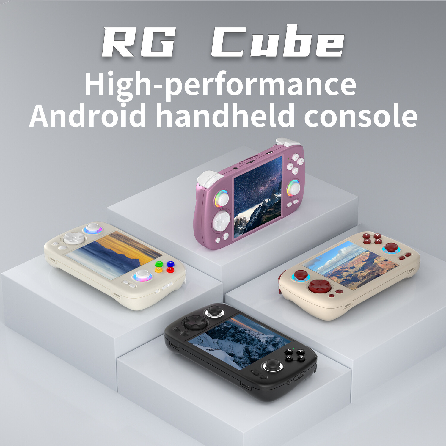 RG Cube Video Handheld Game Console Android13 T820 RGB Joystick 5200mAh