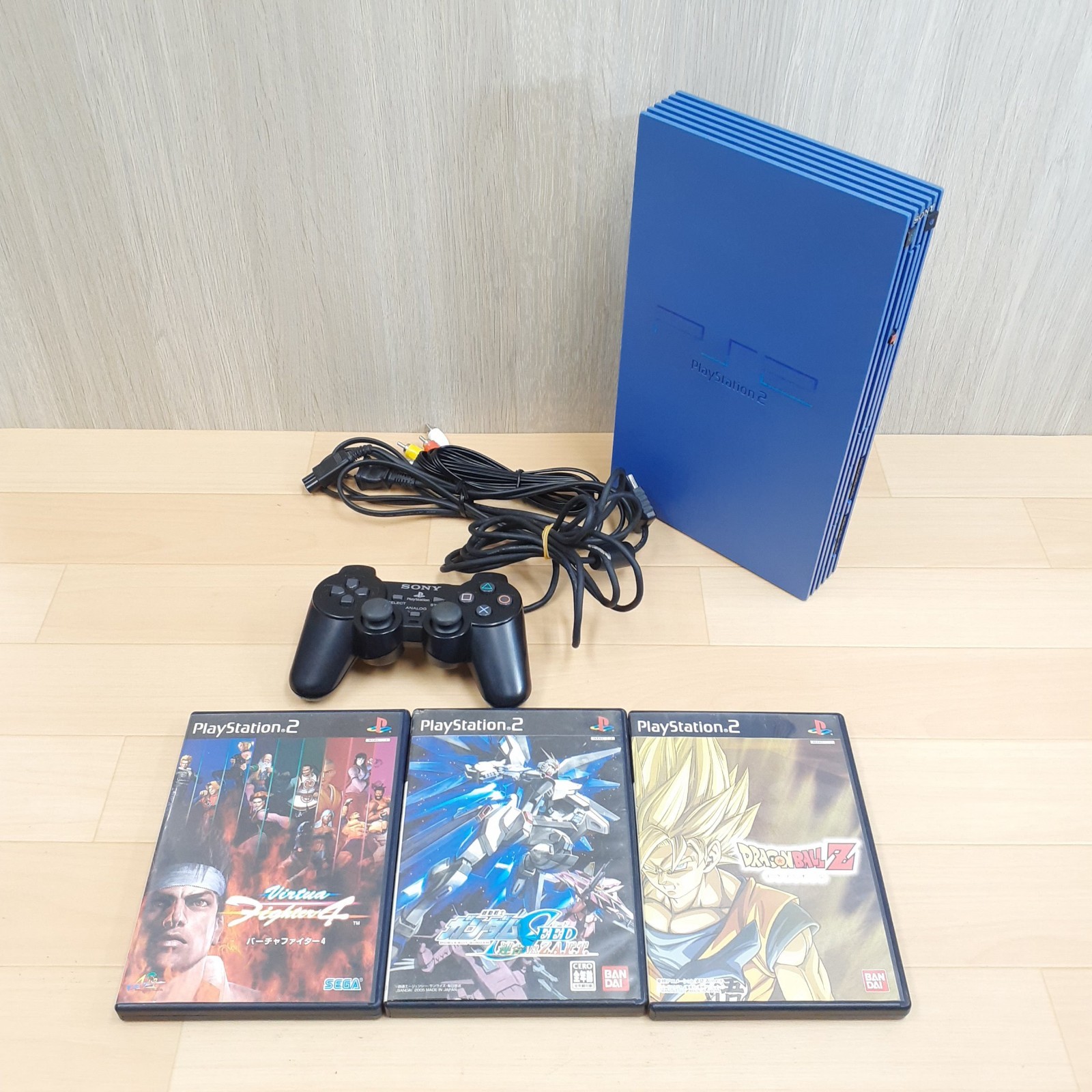 SONY PS2 Console Toys Blue Japan bundle with 3 games tested SCPH-39000TB NTSC-J