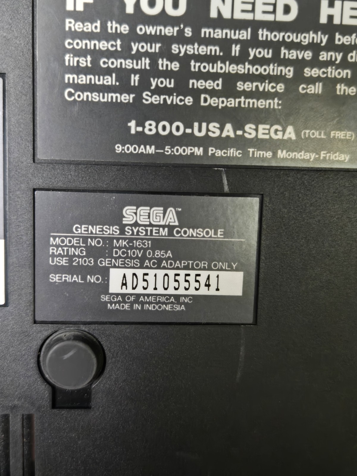 Sega Genesis Model 2 Console MK-1631 (System Only) Tested, Working With Sonic