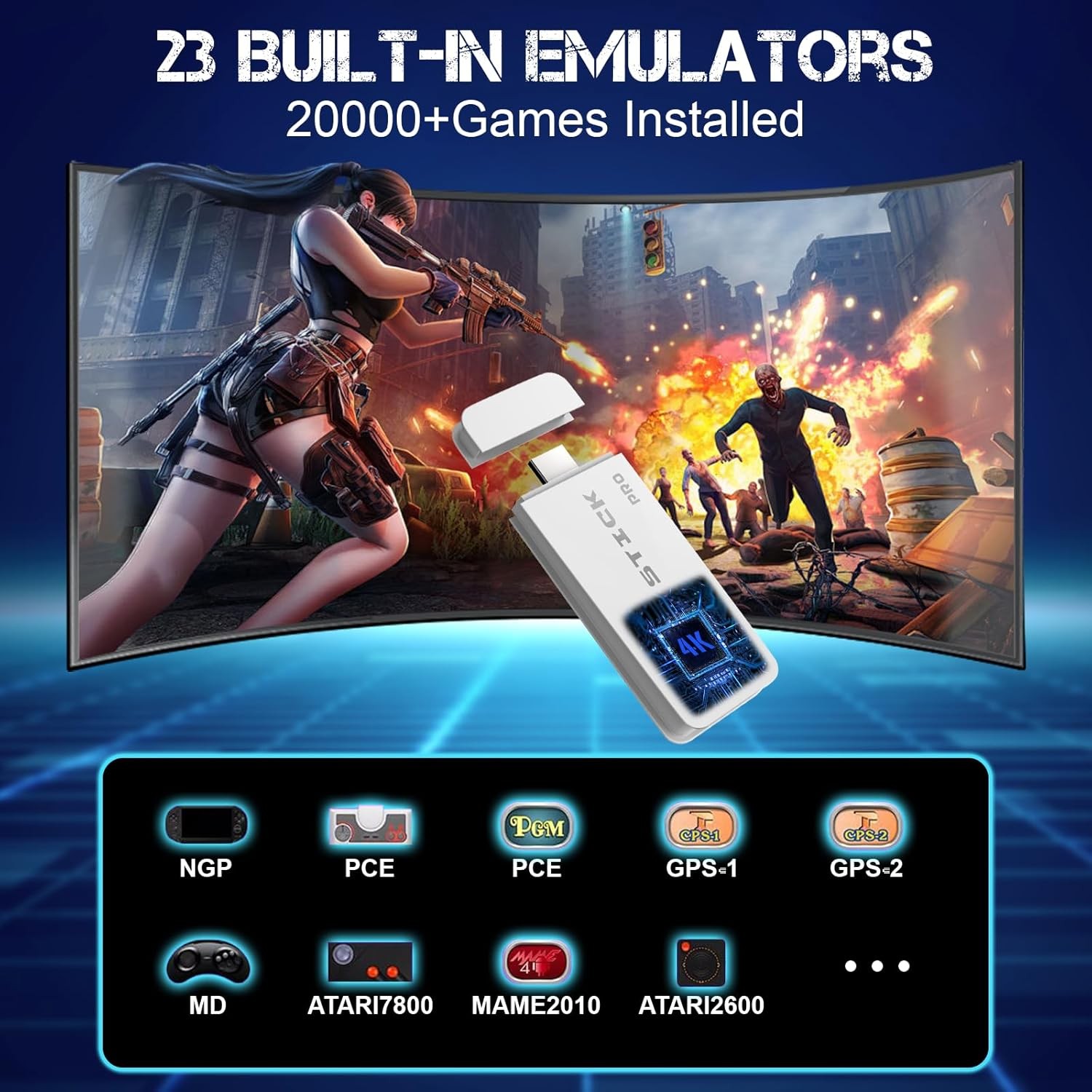 4K HDMI TV Game Stick Built-in 128GB 30000+ Video Games Console Wireless Gamepad