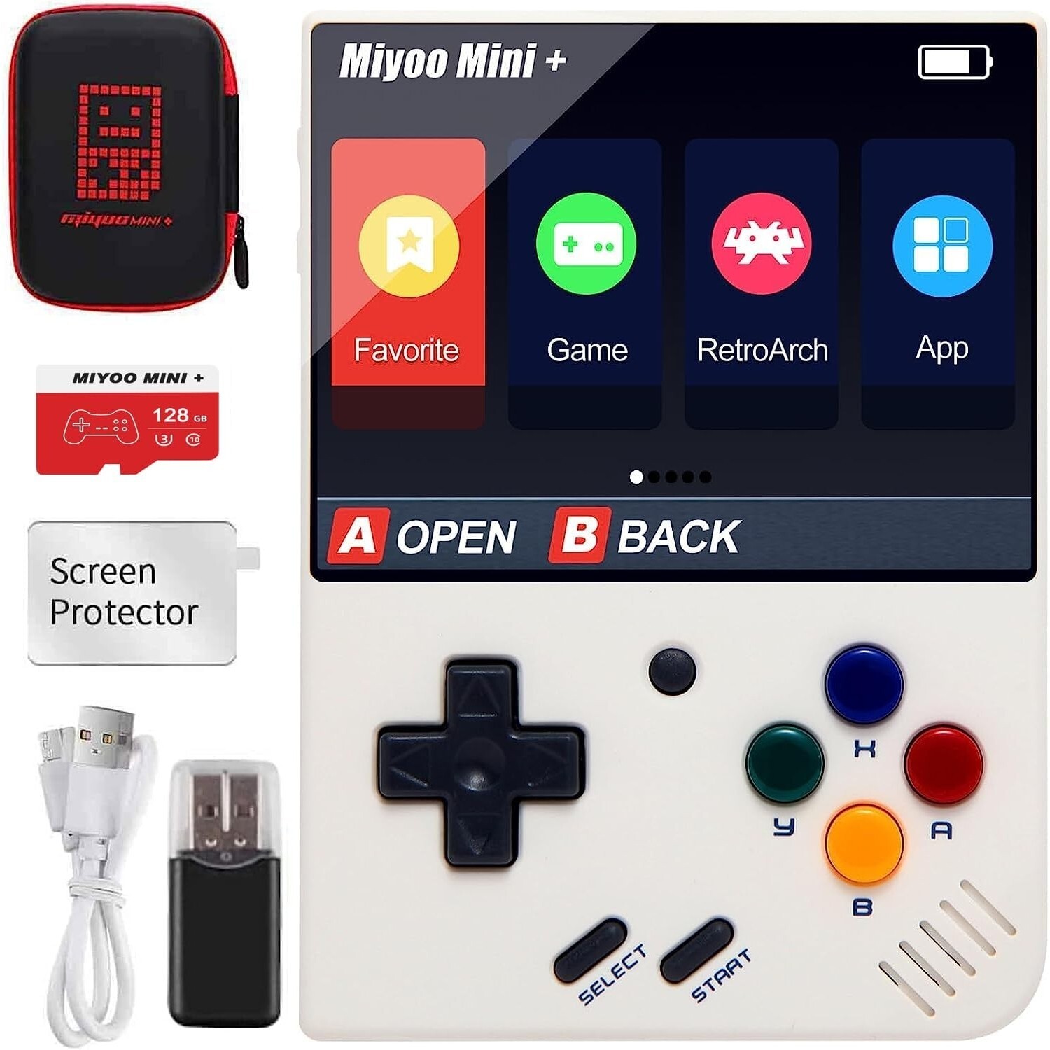 Miyoo Mini Plus Handheld White Game Console Retro Video Game Console 128GB WiFi