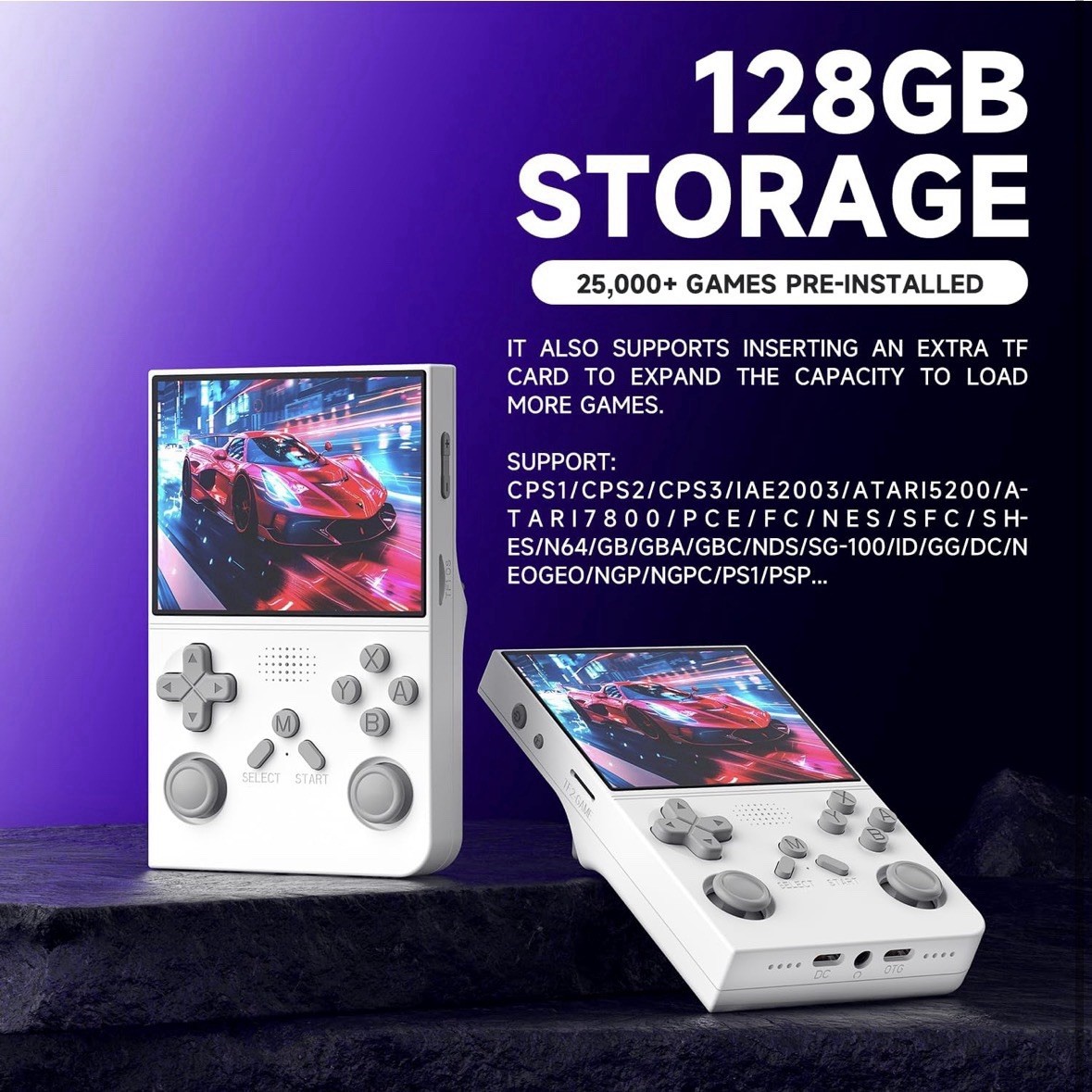 R40 Retro Handheld Game Console 3.5″ IPS Display 128G Dual Power Options W/games