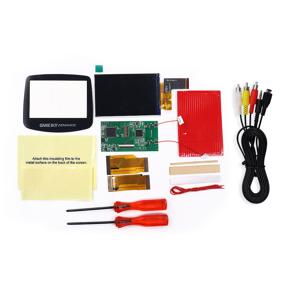 3.0 Inches V4 Drop in IPS LCD GBA TV OUT Mod Backlight Kit Pre-cut Shell For GBA