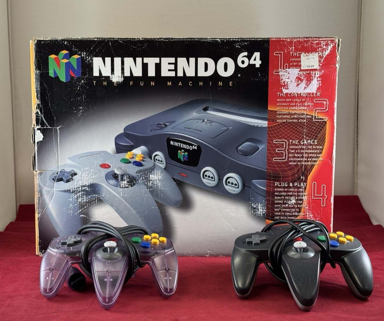 Nintendo 64 Console In Original Box w/ 3 Controllers