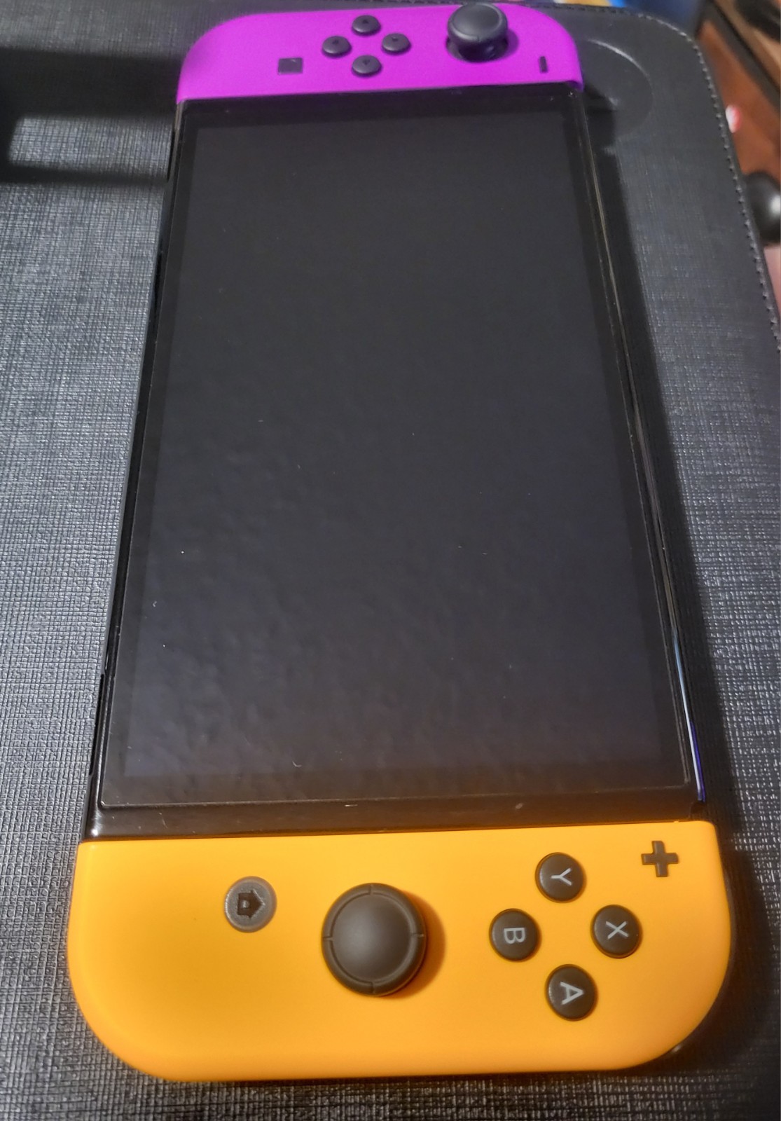 Nintendo Switch OLED Model – White – Orange Purple Joycons + 64gb Sandisk