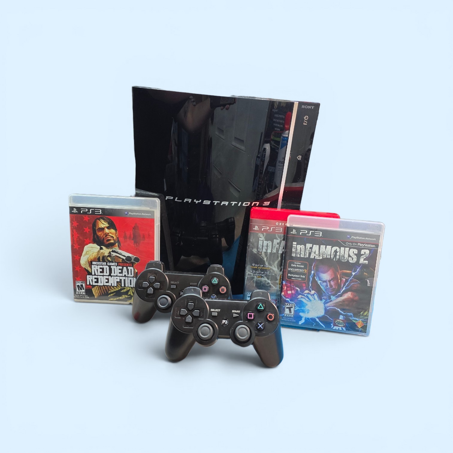 Sony PlayStation 3 CECHG01 40GB Black Console 3 Games 2 Aftermarket Controller