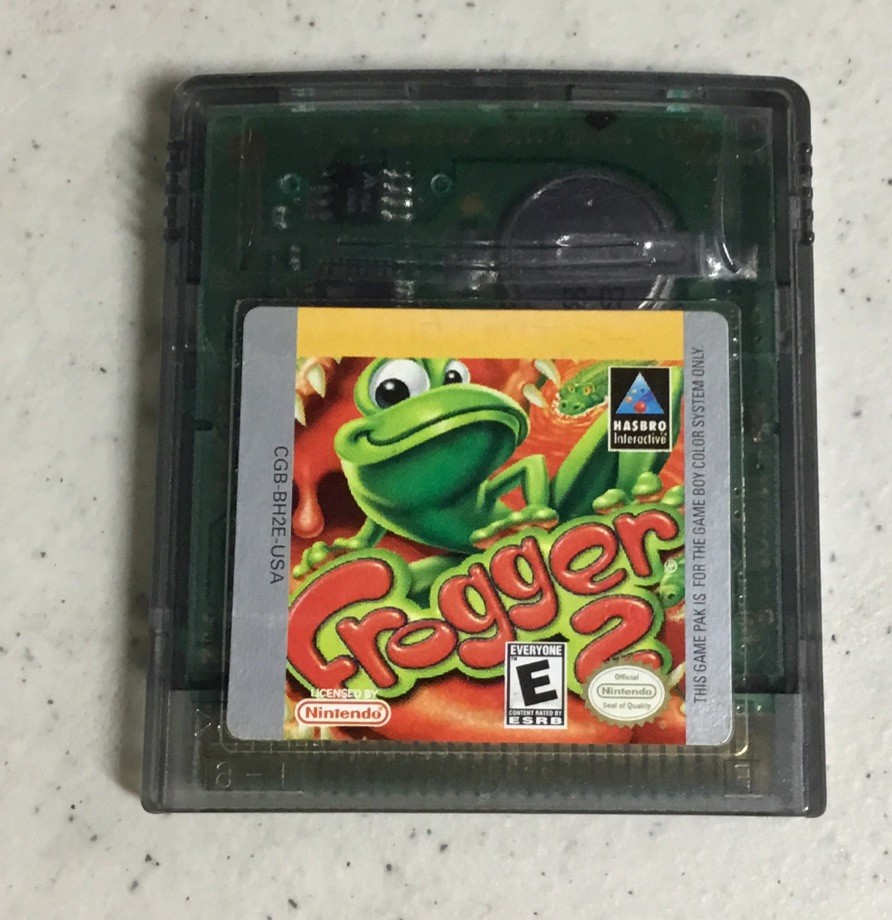 1998 NINTENDO Gameboy Color CGB-001 Purple Handheld Console Case + Frogger Game