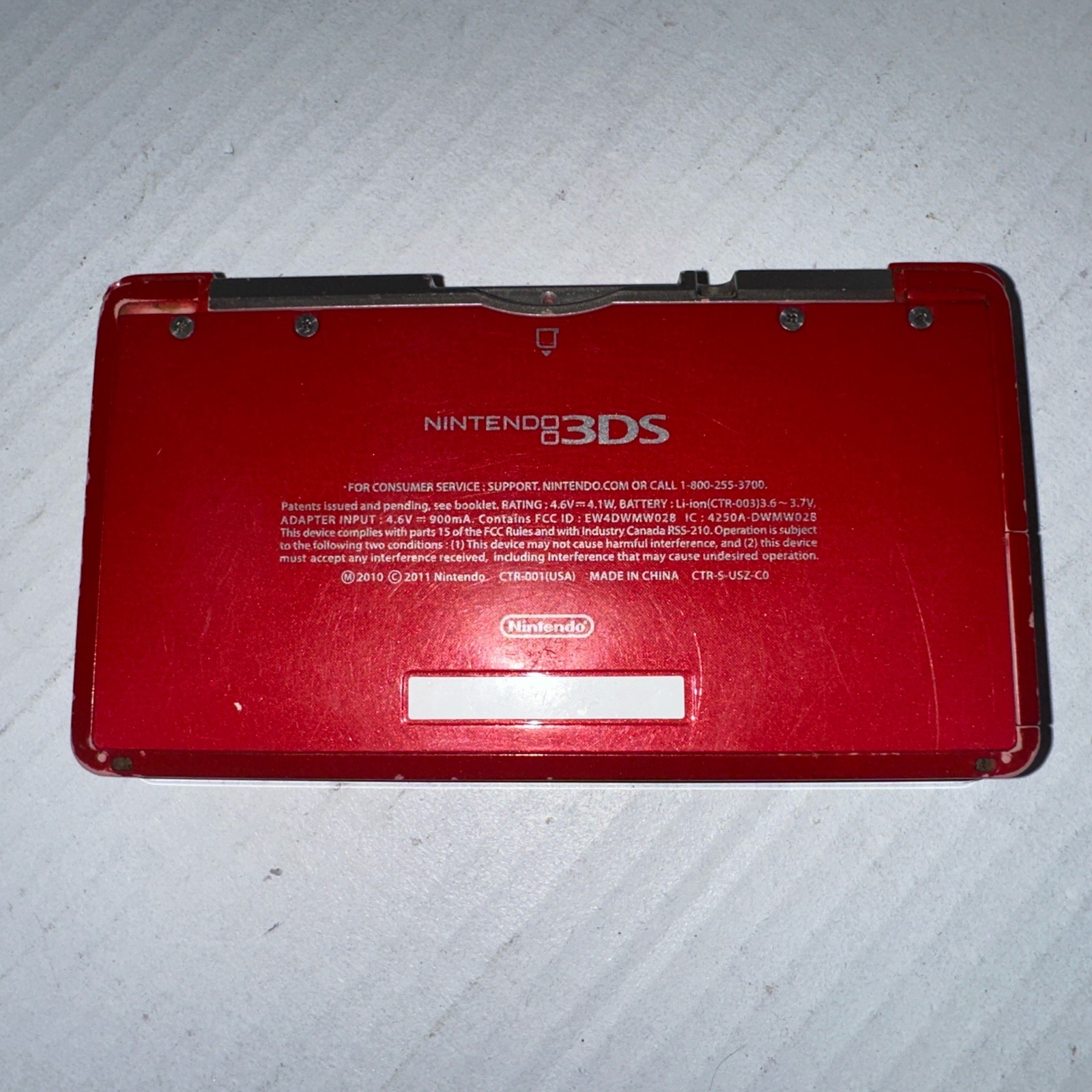 Flame Red Nintendo 3DS – CTR-S-USZ-C0, CTR-001 USA. Won’t power on.