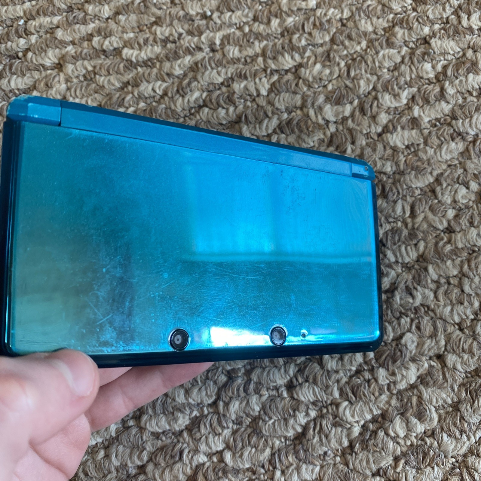 Nintendo 3DS CTR-001 (USA) Console Aqua Blue Stylus Charger SD Card
