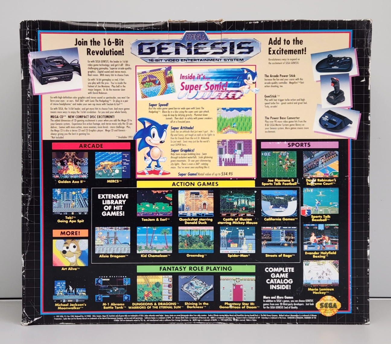 Vtg SEGA Genesis Model MK-1601 V2 Video Game Console MK-1610 Sonic, NEW Open Box