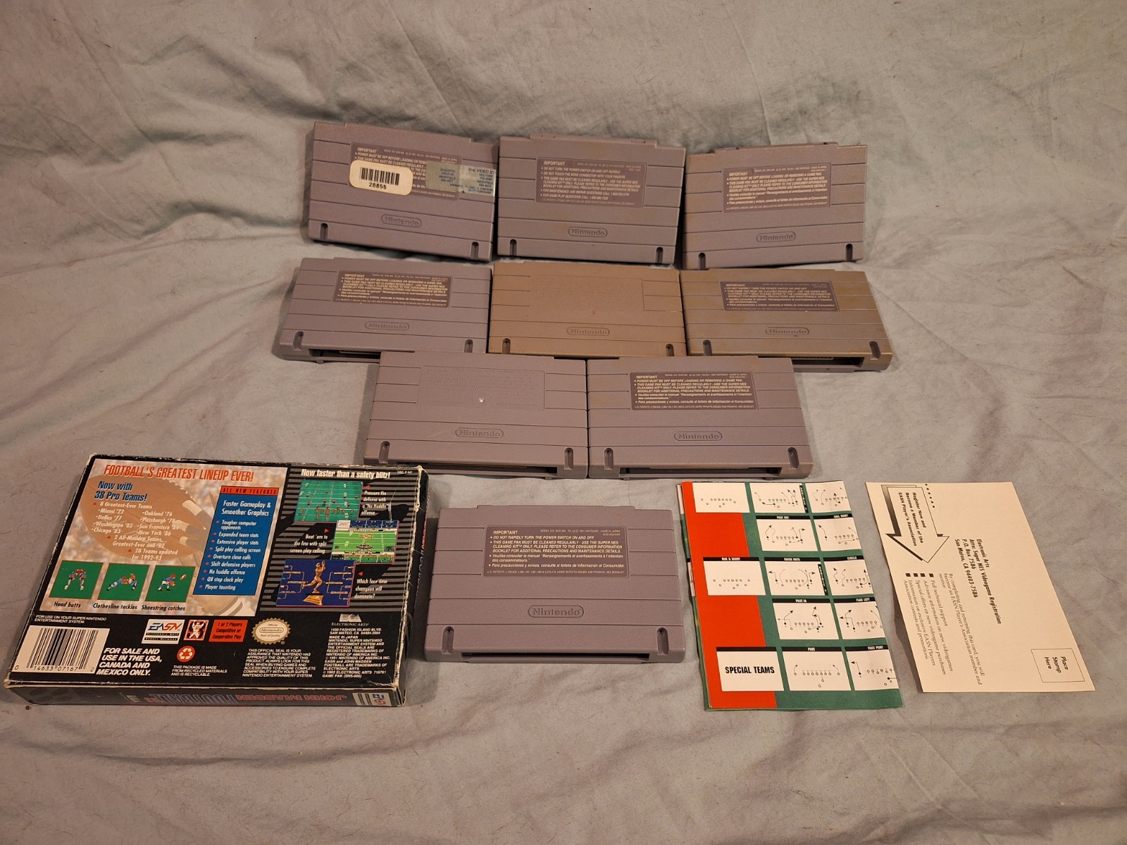Super Nintendo Console SNES With Cables Controllers And 9 Game All Tested