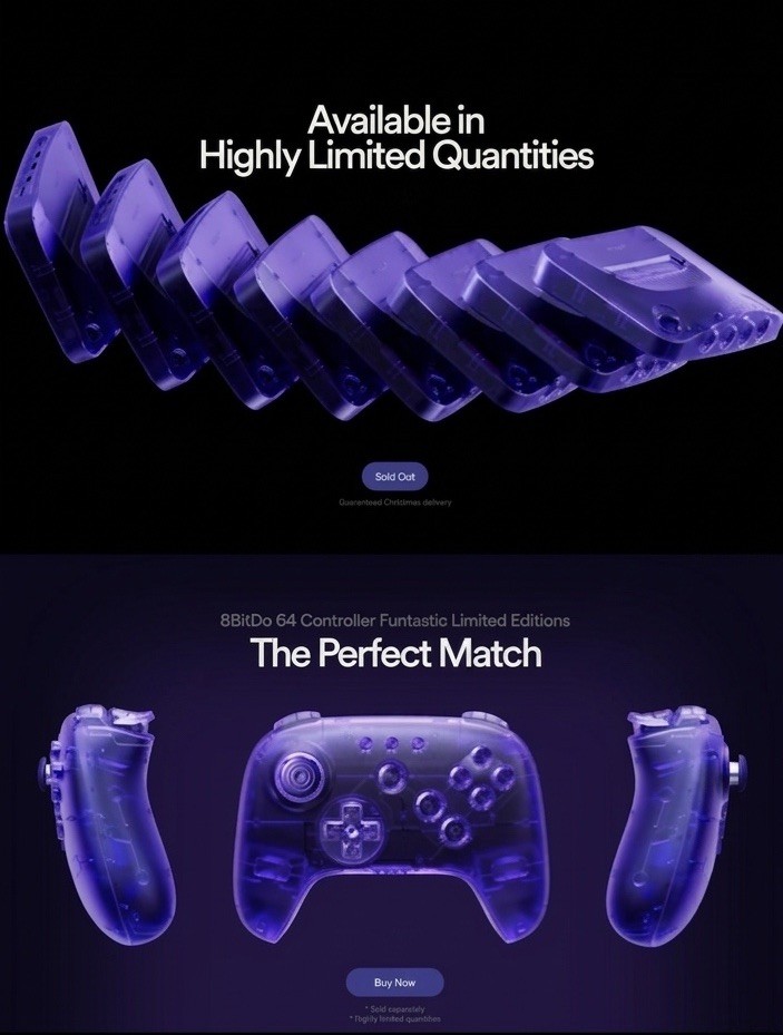 Analogue 3D N64 Funtastic Grape Purple HDMI FPGA Console with 8bitdo Controller