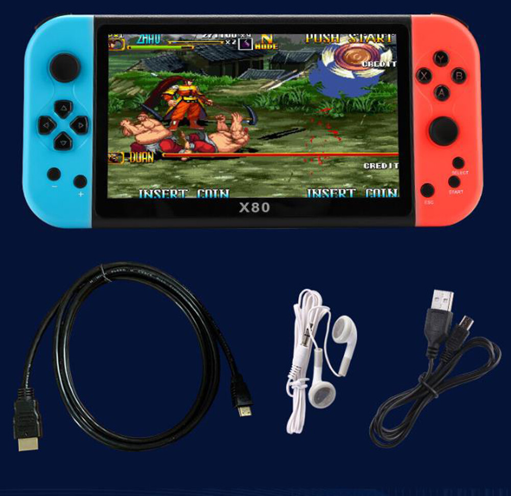Portable X80 Game Console 7.0″ Screen Home Handheld Built-In 20000 Games HD TV