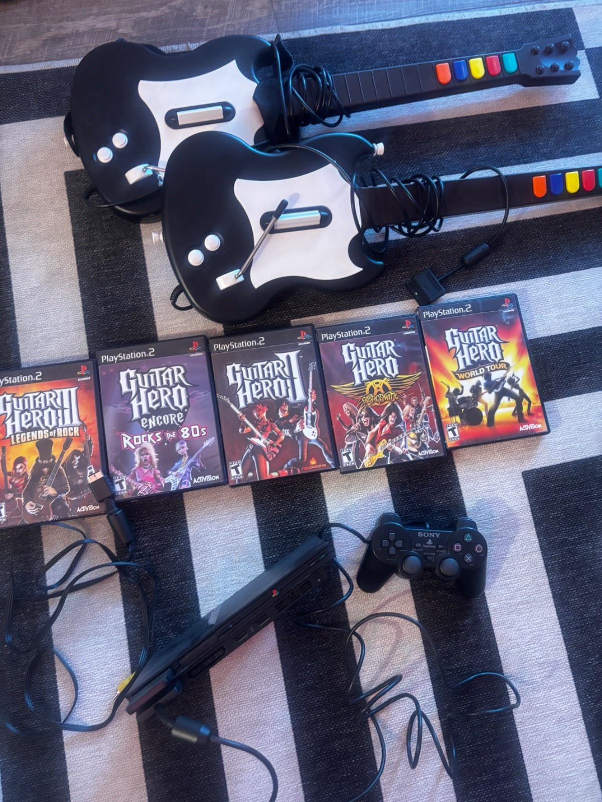 Ps2 console + guitar hero bundle