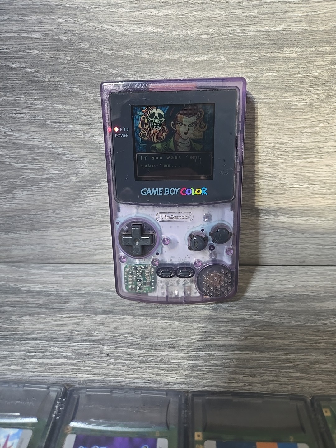 Nintendo Game Boy Color CGB-001 Purple Clear Handheld Console 1998 5 Game Bundle