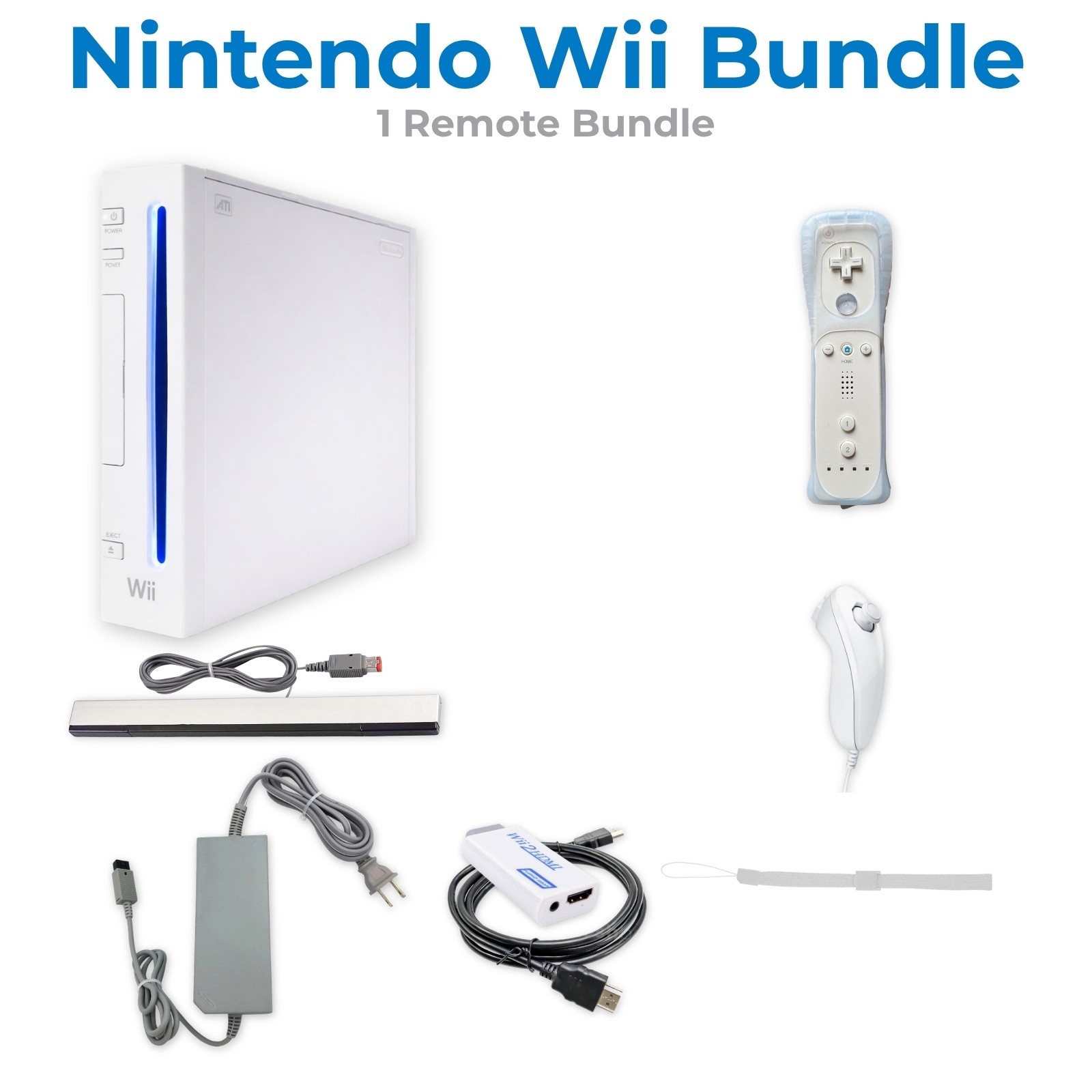 Nintendo Wii Console Bundle HDMI | 1-4 Controllers Wii Sports Smash Bros Tested
