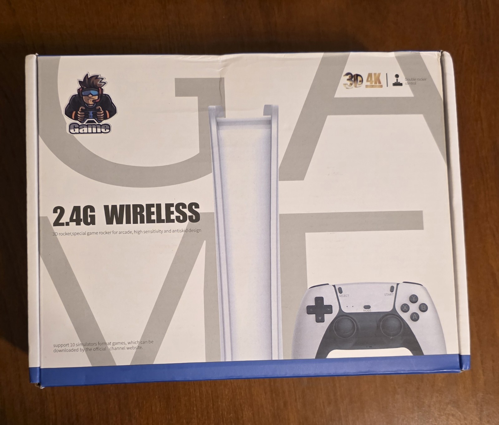 Game 2.4G Wireless Home Console, 4K UHD, Dual Controllers, White/Black