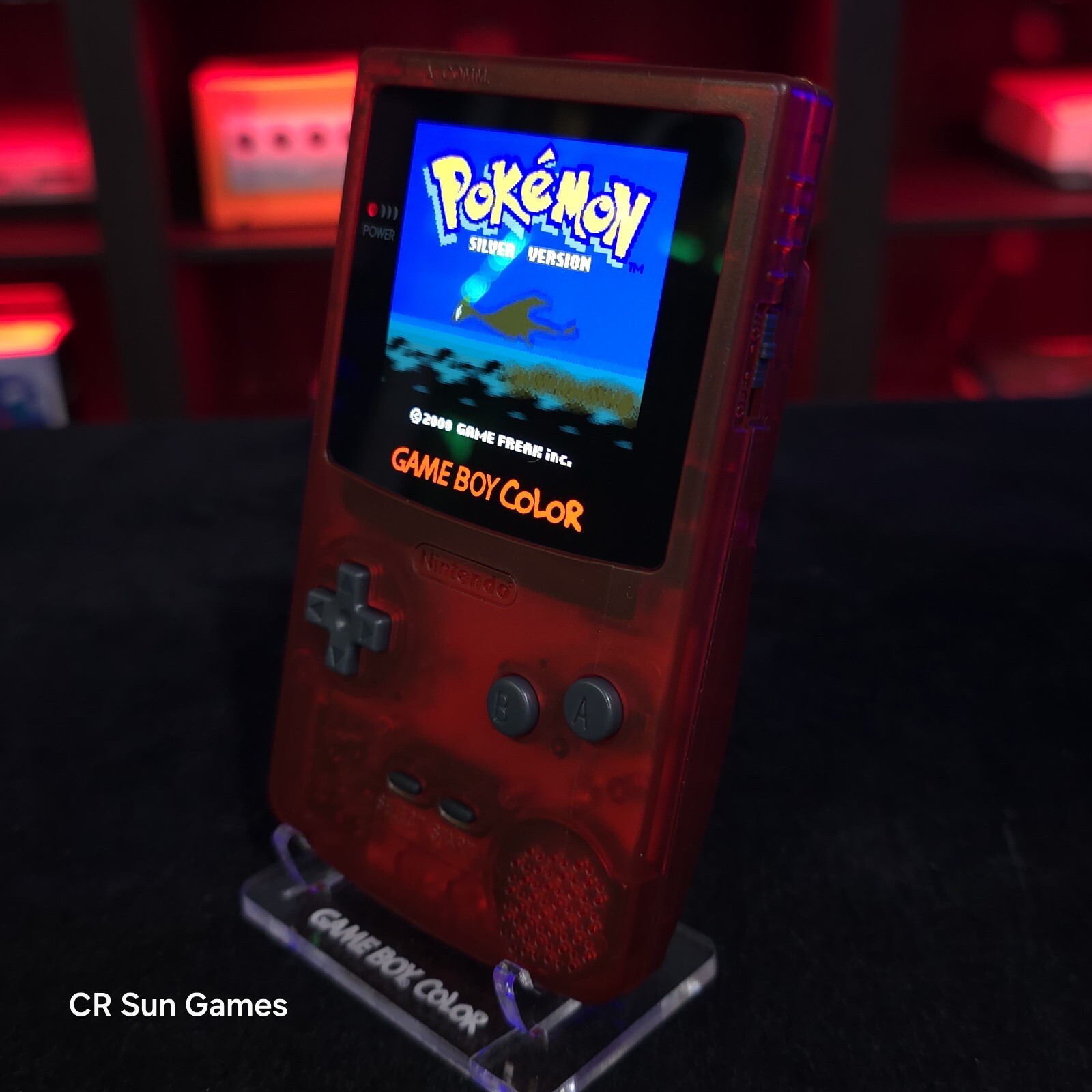 Clear Red Gameboy Color Console OLED Touch Screen And USB-C Rechargeable Battery