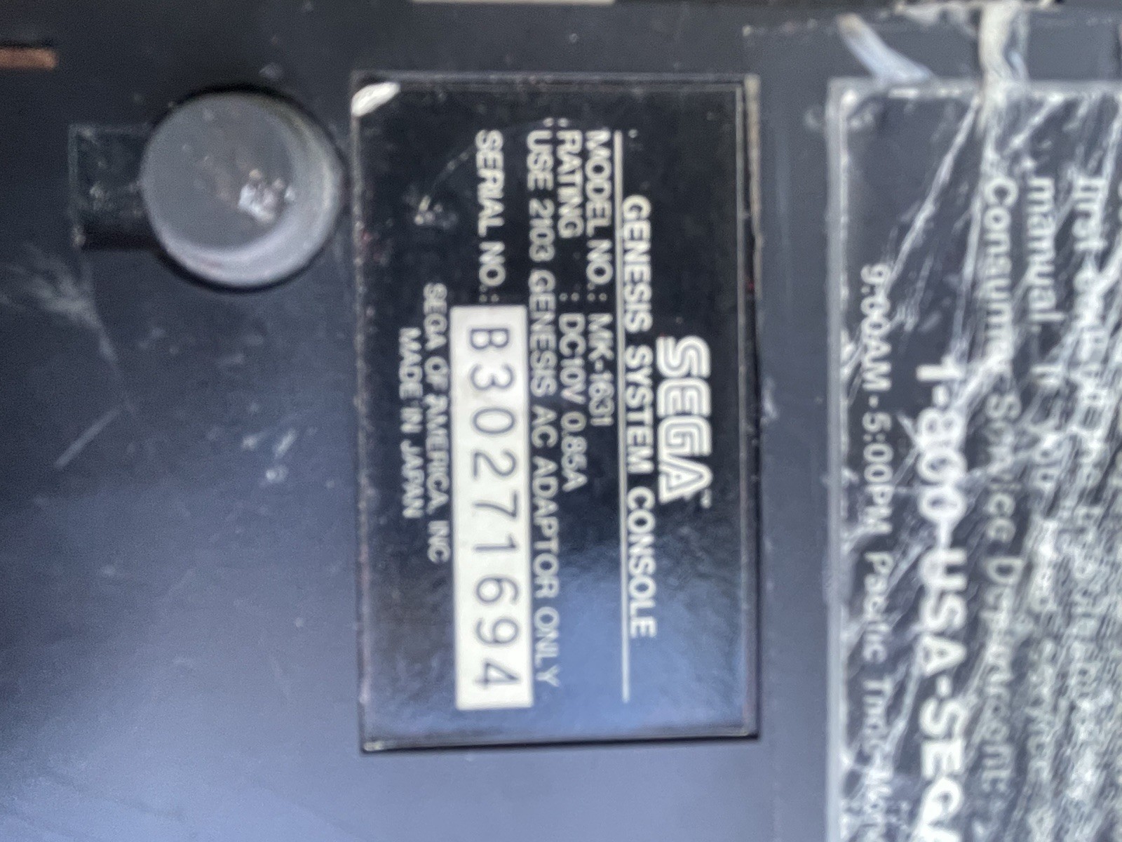 Sega Genesis Model 2 MK-1631 Console Only Black Untested For Parts or Repair