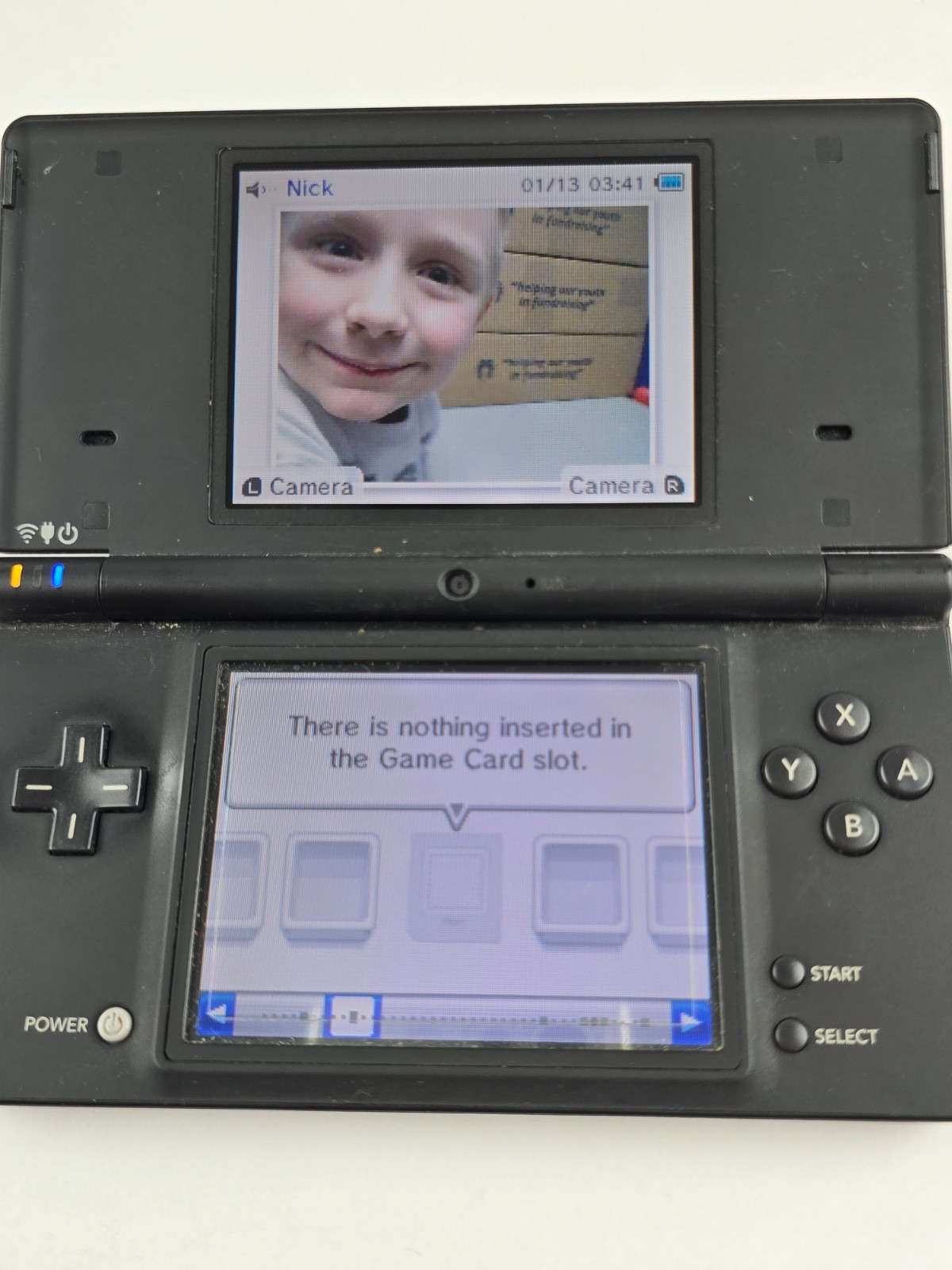 Nintendo DSi TWL-001 Black handheld system w/ Mario Kart -needs charger