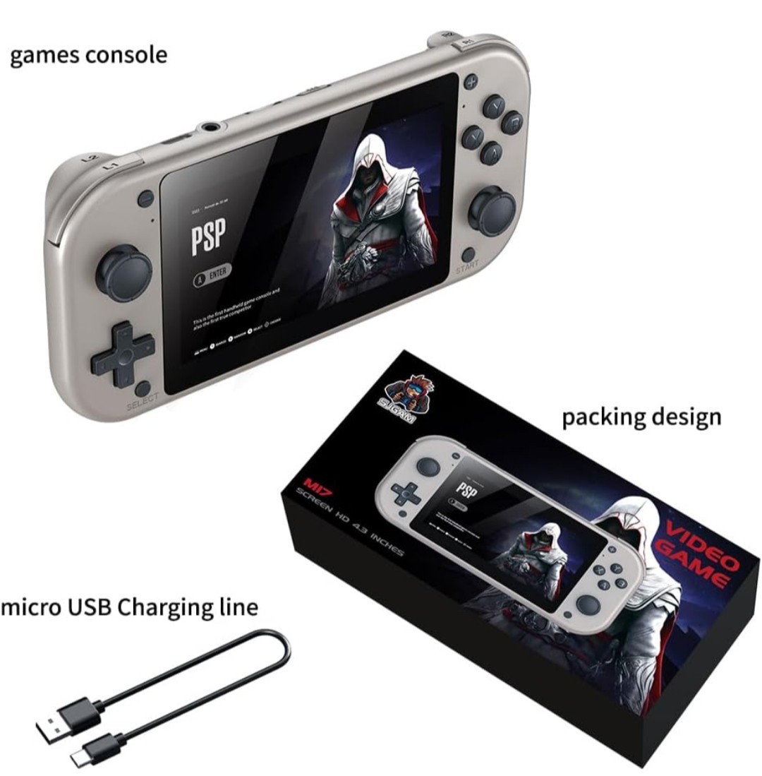 M17 Retro Handheld Game Console 4.3 Inch LCD Screen Built-in 64GB Card 20000+…