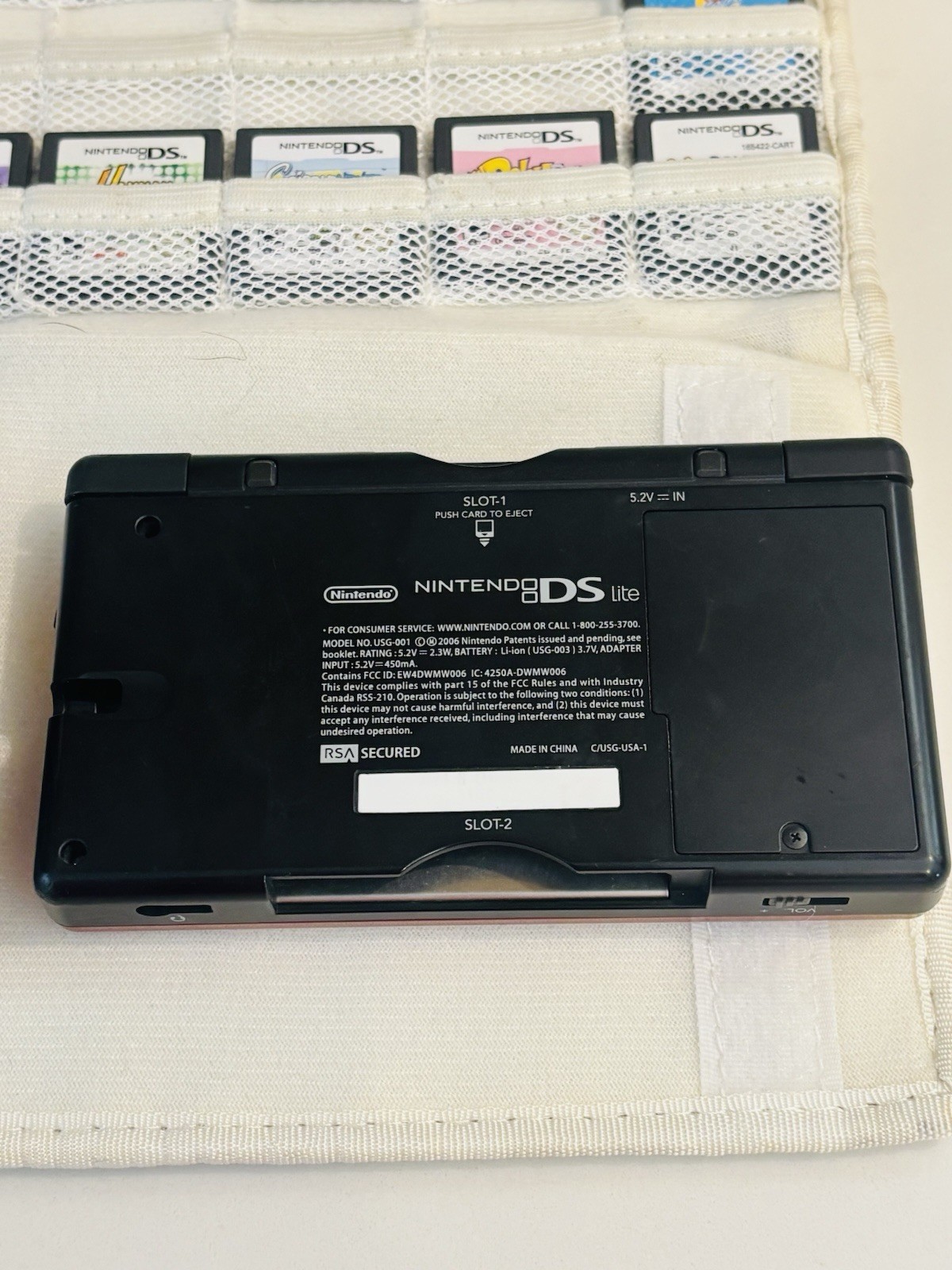 Nintendo DS Lite Console USG-001 Crimson Red/Black w/ 10 Games Charger/Tested