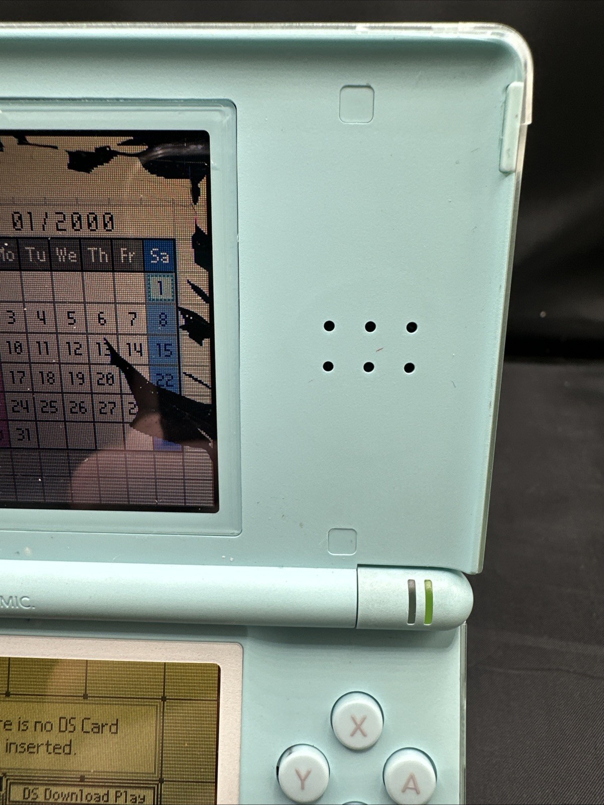 Nintendo DS Lite Console Ice Blue USG-001 Works Top Screen Smashed