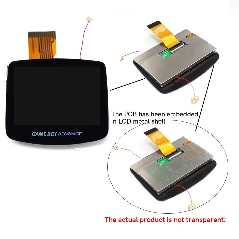 Gameboy Advance 720×480 Laminated IPS LCD Backlight Kit V5 3.0 NO SOLDER + Shell