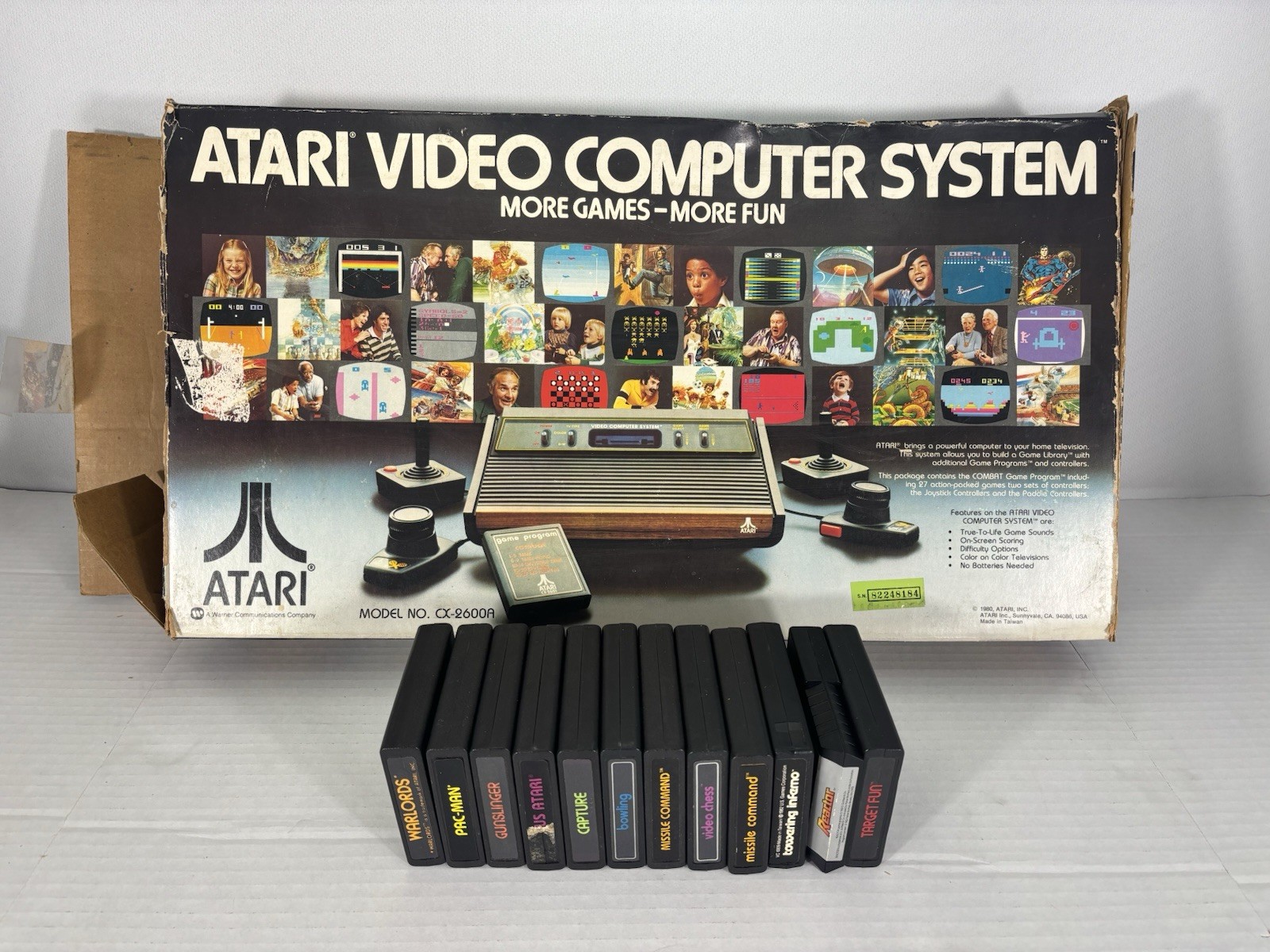 Atari 2600 Console CIB Complete In Box + 12 Games Pac-Man And More Tested READ