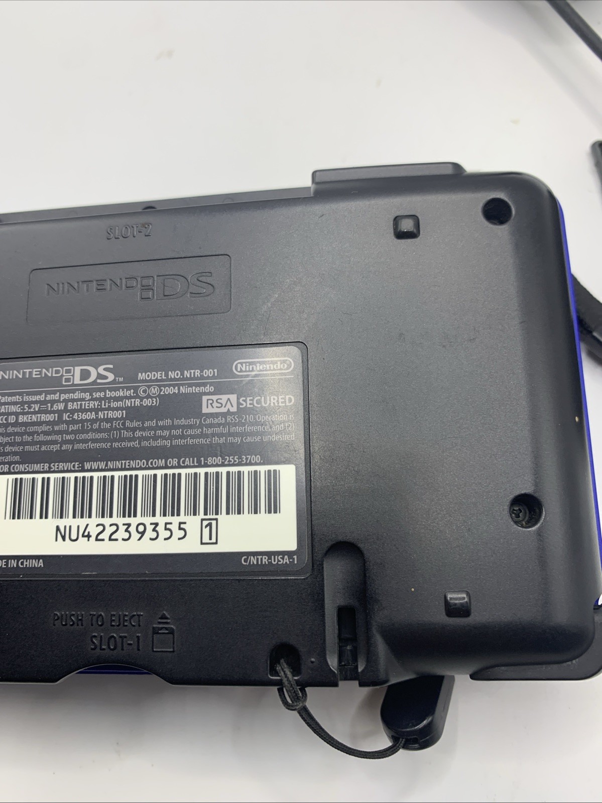 Nintendo Fat DS NTR-001 Console 2004 Blue, Tested Includes Charging Cord & Game