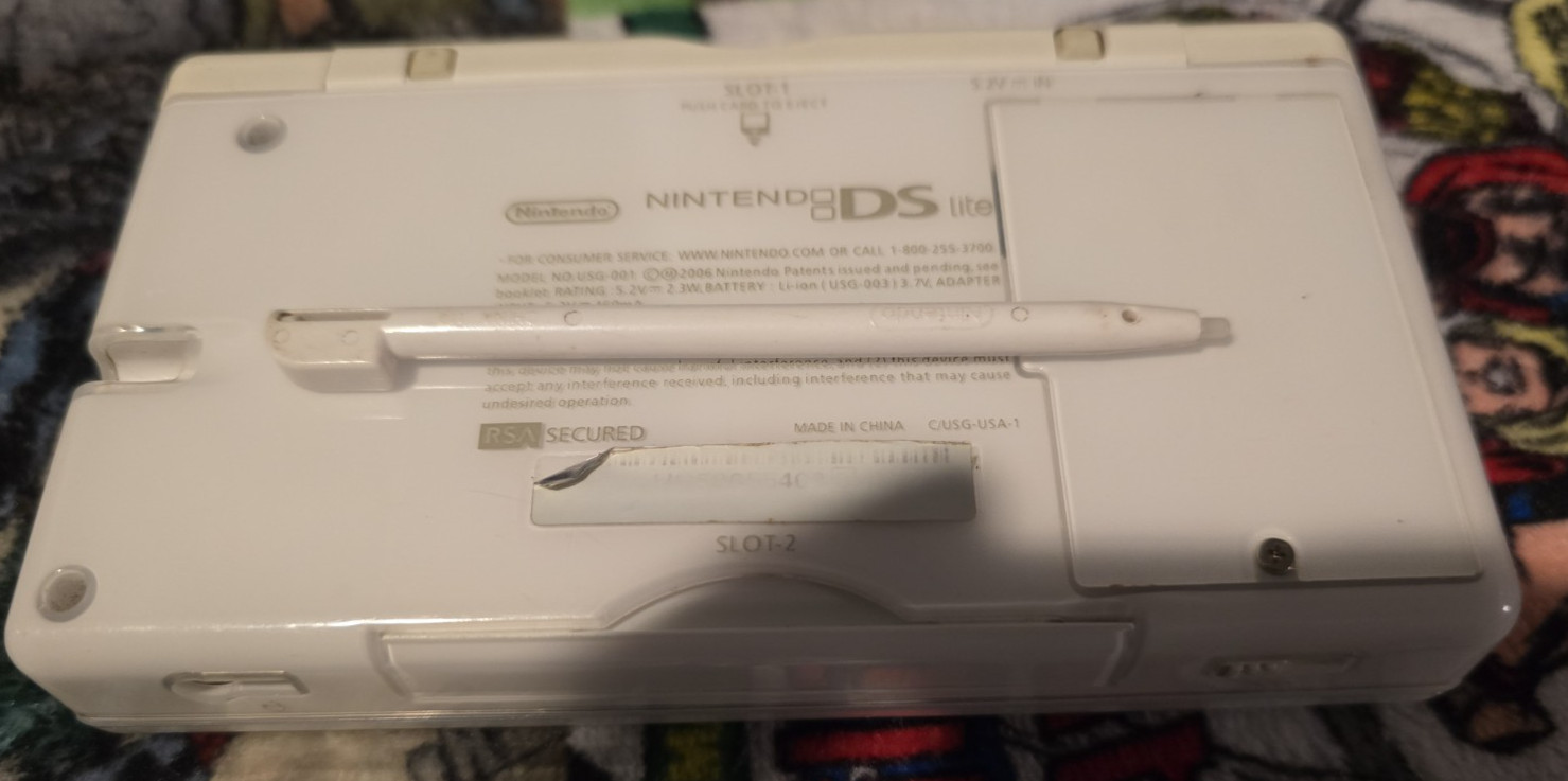 Nintendo DS Lite Polar White Handheld Console OEM Stylus Tested No Charger